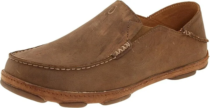 OluKai Moloa Men's Slip on Shoes Ray/Toffee : 7 D - Medium, Leather - Image 2