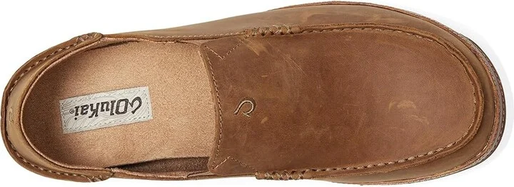 OluKai Moloa Men's Slip on Shoes Ray/Toffee : 7 D - Medium, Leather - Image 3
