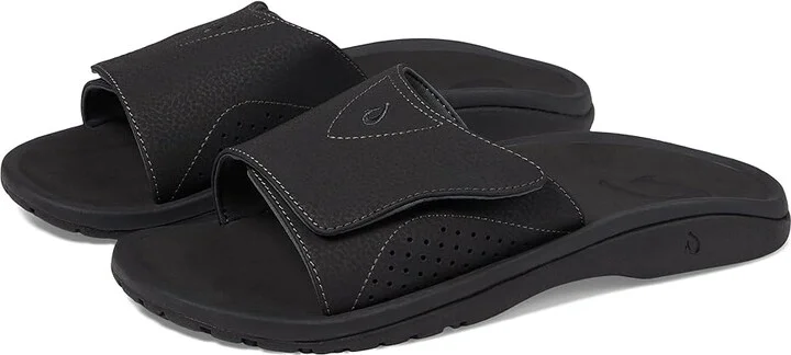 OluKai Nalu Slide Men's Slide Shoes Black/Black : 8 D - Medium, Synthetic/EVA