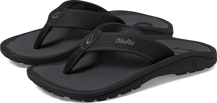 OluKai Ohana Men's Sandals Black/Dark Shadow : 7 D - Medium, Synthetic