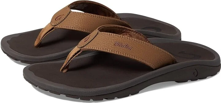 OluKai Ohana Men's Sandals Tan/Dark Java : 7 D - Medium, Synthetic