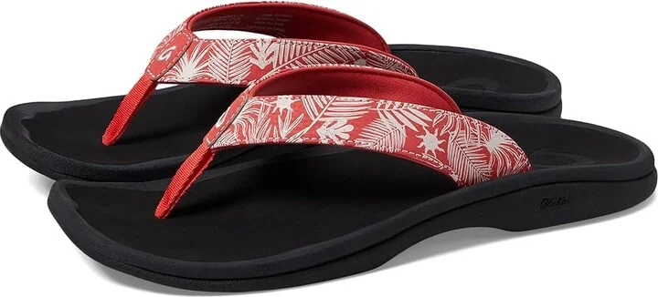 OluKai Ohana W Women's Sandals Lehua Flower/Onyx : 8 B - Medium, Synthetic