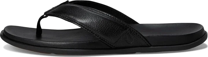 OluKai 'Olali Men's Sandals Black/Black : 8 D - Medium, Leather - Image 6
