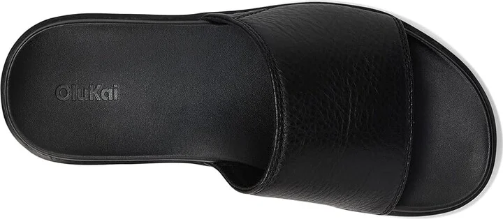 OluKai 'Olali Slide Men's Sandals Black/Black : 14 D - Medium, Leather - Image 2