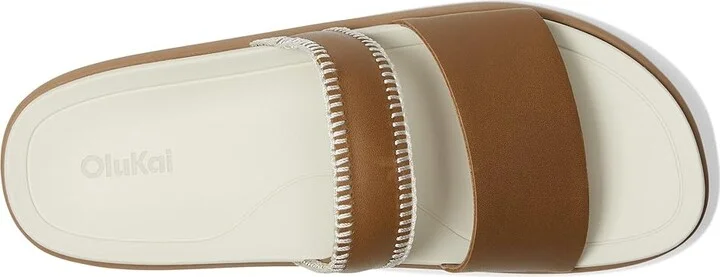OluKai Pae Women's Sandals Tan/White Sand : 7 B - Medium, Leather - Image 2