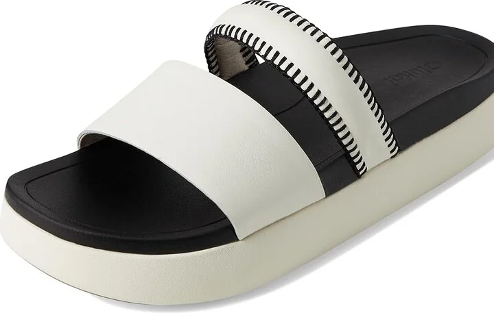 OluKai Pae Women's Sandals White Sand/Lava Rock : 8 B - Medium, Leather - Image 7