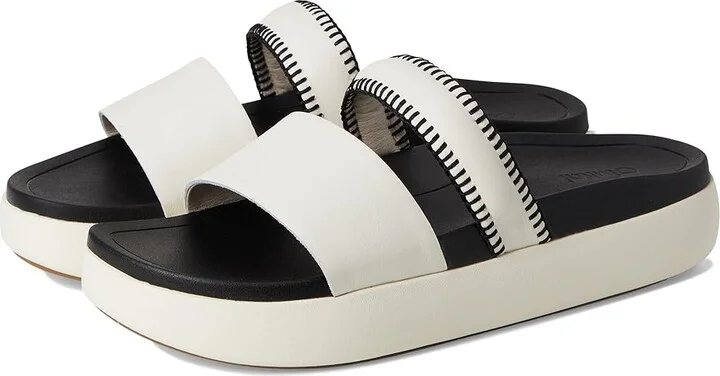 OluKai Pae Women's Sandals White Sand/Lava Rock : 8 B - Medium, Leather