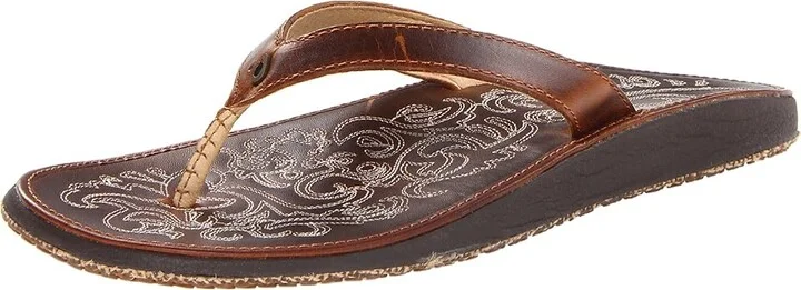 OluKai Paniolo Women's Sandals Natural/Natural : 5 B - Medium, Full Grain leather/Leather/EVA - Image 2