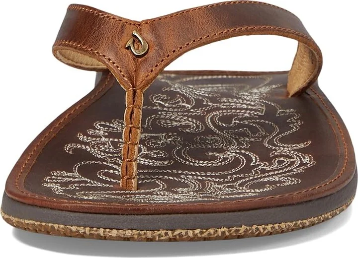 OluKai Paniolo Women's Sandals Natural/Natural : 5 B - Medium, Full Grain leather/Leather/EVA - Image 3