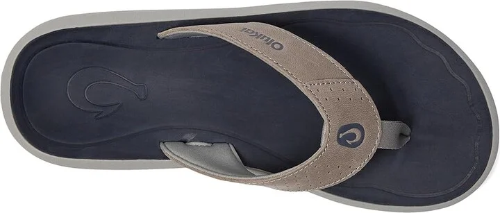 OluKai Pili Men's Sandals Ash/Mood Indigo : 7 D - Medium, Leather - Image 2