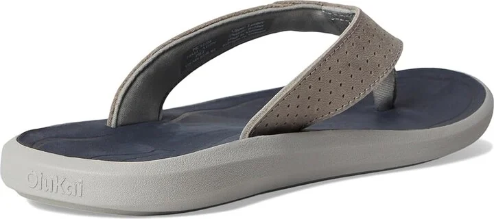 OluKai Pili Men's Sandals Ash/Mood Indigo : 7 D - Medium, Leather - Image 4