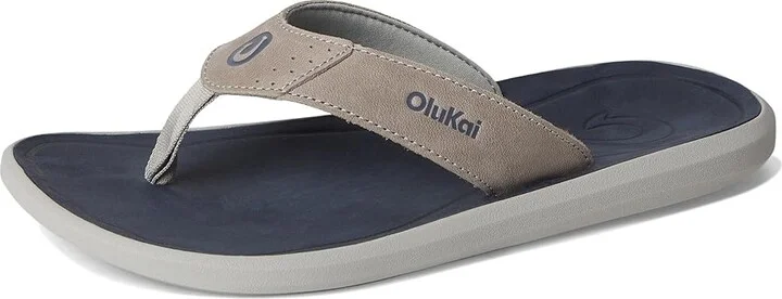 OluKai Pili Men's Sandals Ash/Mood Indigo : 7 D - Medium, Leather - Image 5
