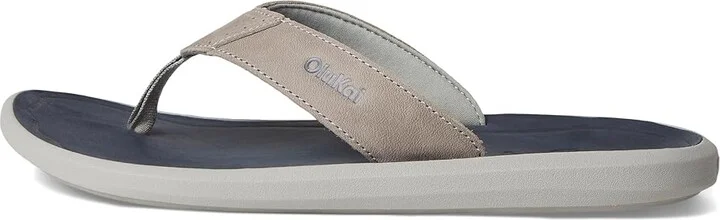 OluKai Pili Men's Sandals Ash/Mood Indigo : 7 D - Medium, Leather - Image 6