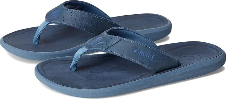 OluKai Pili Men's Sandals Blue Fog/Coastal Blue : 10 D - Medium, Leather