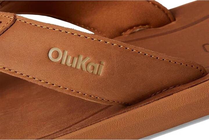 OluKai Pili Men's Sandals Fox/Fox : 8 D - Medium, Leather - Image 7