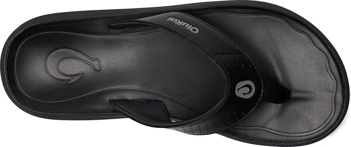 OluKai Pili Men's Sandals Lava Rock/Lava Rock : 9 D - Medium, Leather - Image 2