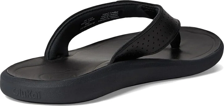 OluKai Pili Men's Sandals Lava Rock/Lava Rock : 9 D - Medium, Leather - Image 4