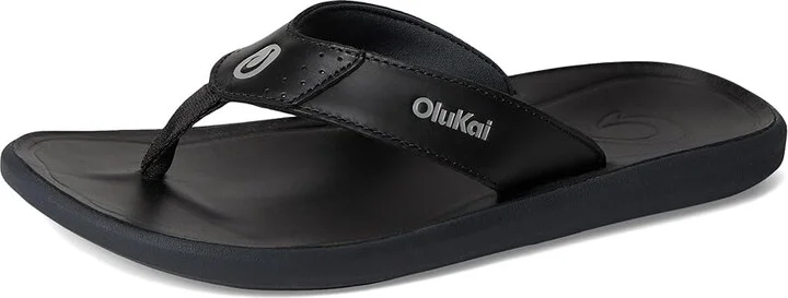 OluKai Pili Men's Sandals Lava Rock/Lava Rock : 9 D - Medium, Leather - Image 5