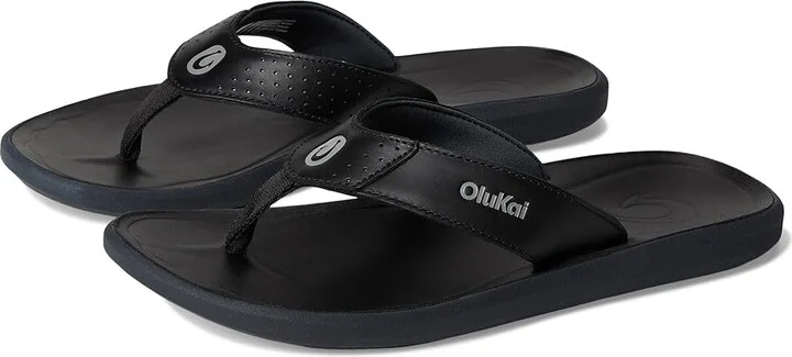 OluKai Pili Men's Sandals Lava Rock/Lava Rock : 9 D - Medium, Leather