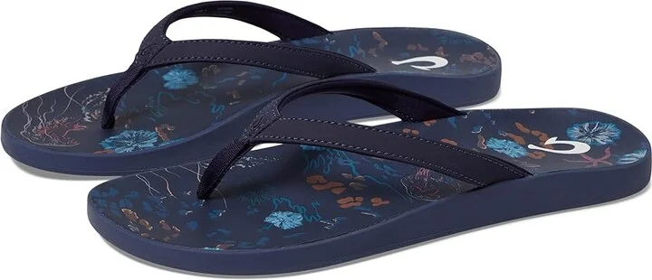 OluKai Puawe Women's Shoes Midnight Navy/Barrier Reef : 10 B - Medium, Synthetic