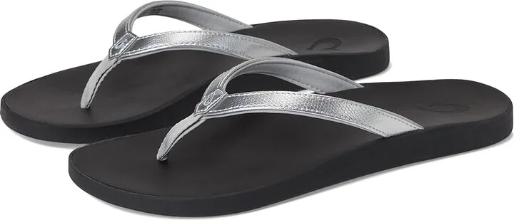 OluKai Puawe Women's Shoes Silver/Black : 6 B - Medium, Synthetic