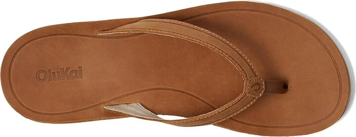 OluKai Southshore Women's Sandals Toffee/Toffee : 6 B - Medium, Leather/Rubber - Image 2