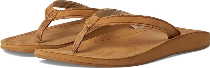 OluKai Southshore Women's Sandals Toffee/Toffee : 6 B - Medium, Leather/Rubber