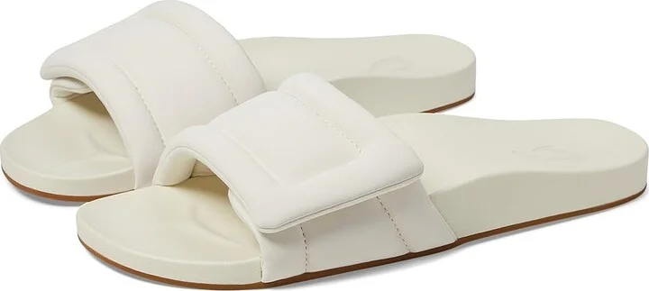 OluKai Sunbeam Slide Women's Shoes Off-White/Off-White : 8 B - Medium, Synthetic