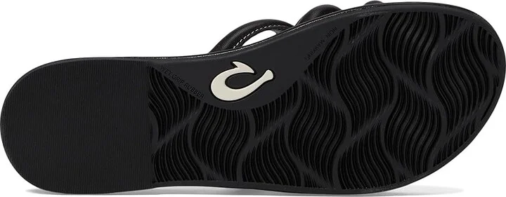 OluKai Tiare Slide Women's Shoes Black/Black : 5 B - Medium, Leather - Image 3