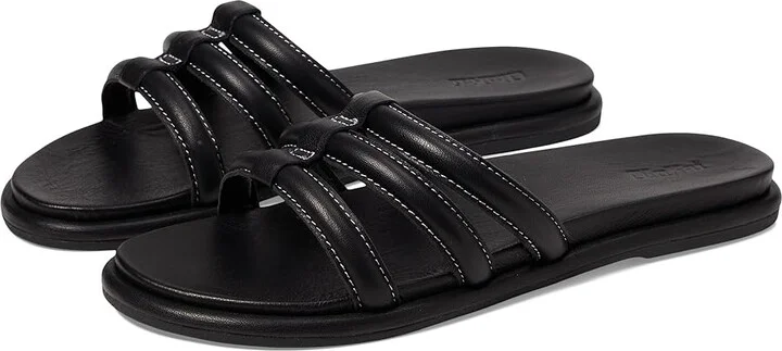 OluKai Tiare Slide Women's Shoes Black/Black : 5 B - Medium, Leather