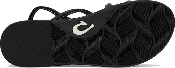 OluKai Tiare Strappy Women's Shoes Black/Black : 6 B - Medium, Leather/Rubber - Image 3
