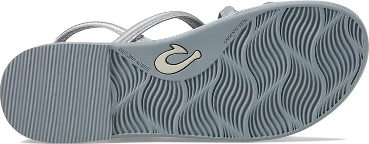 OluKai Tiare Strappy Women's Shoes Silver/Silver : 5 B - Medium, Leather/Rubber - Image 3