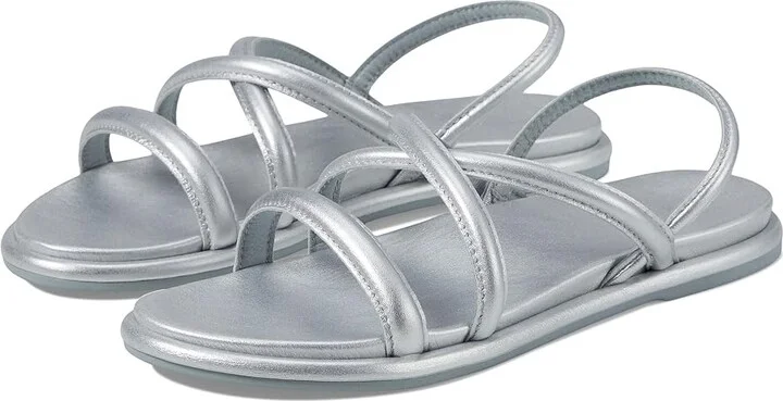 OluKai Tiare Strappy Women's Shoes Silver/Silver : 5 B - Medium, Leather/Rubber