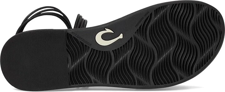 OluKai Tiare Wrap Women's Sandals Black/Black : 7 B - Medium, Leather - Image 3