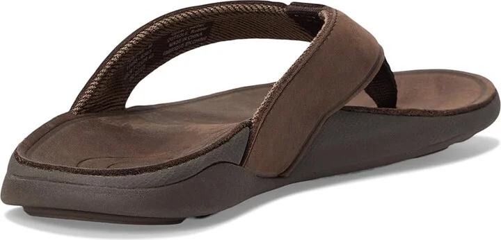 OluKai Tuahine Men's Shoes Dark Wood/Dark Wood : 7 D - Medium, Leather - Image 4