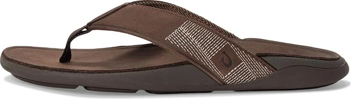 OluKai Tuahine Men's Shoes Dark Wood/Dark Wood : 7 D - Medium, Leather - Image 6