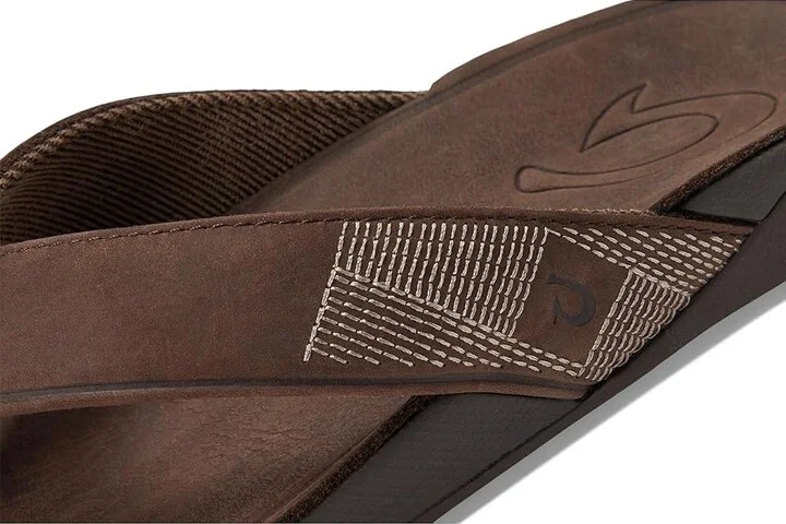 OluKai Tuahine Men's Shoes Dark Wood/Dark Wood : 7 D - Medium, Leather - Image 7