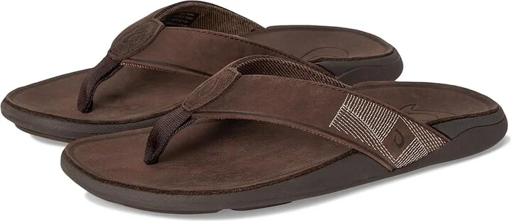 OluKai Tuahine Men's Shoes Dark Wood/Dark Wood : 7 D - Medium, Leather