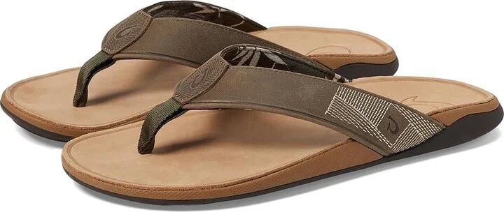 OluKai Tuahine Men's Shoes Hunter/Golden Sand : 7 D - Medium, Leather