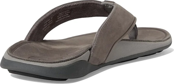 OluKai Tuahine Men's Shoes Stone/Stone : 7 D - Medium, Leather - Image 4