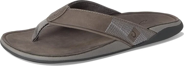 OluKai Tuahine Men's Shoes Stone/Stone : 7 D - Medium, Leather - Image 5