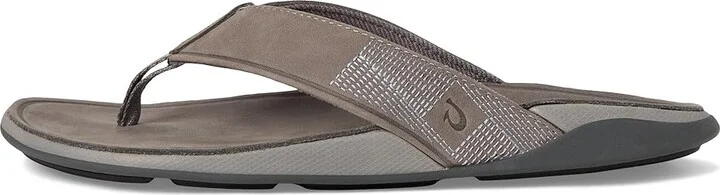 OluKai Tuahine Men's Shoes Stone/Stone : 7 D - Medium, Leather - Image 6