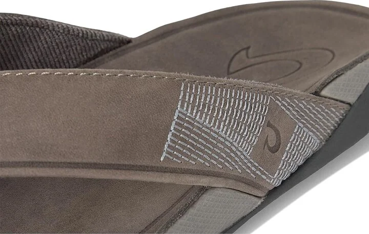 OluKai Tuahine Men's Shoes Stone/Stone : 7 D - Medium, Leather - Image 7