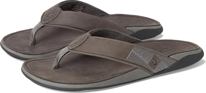 OluKai Tuahine Men's Shoes Stone/Stone : 7 D - Medium, Leather