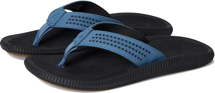 OluKai Ulele Men's Sandals Blue Fog/Lava Rock : 8 D - Medium, Synthetic