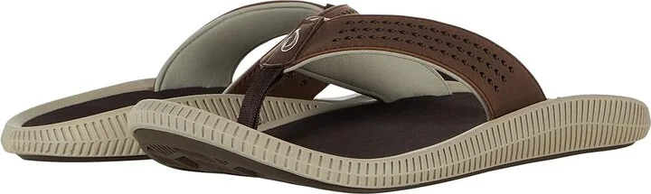 OluKai Ulele Men's Sandals Dark Wood/Dark Wood : 7 D - Medium, Synthetic