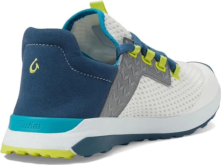 OluKai Wailuku Women's Shoes Bright White/Lagoon : 5 B - Medium, Suede - Image 4