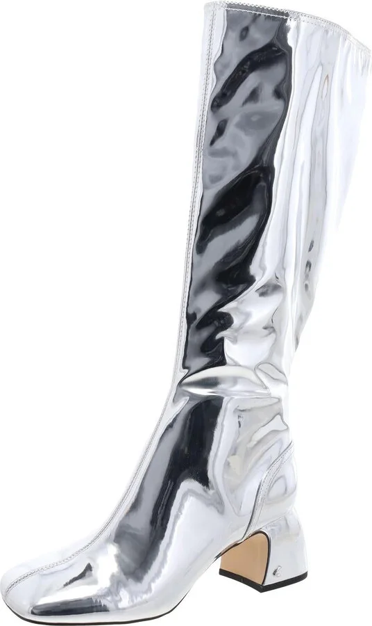 Olympia Womens Faux LEather Block Heel Knee-High Boots