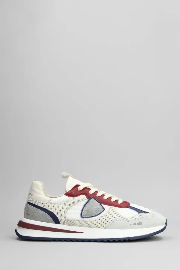 Olympique Low Sneakers In White Suede And Fabric