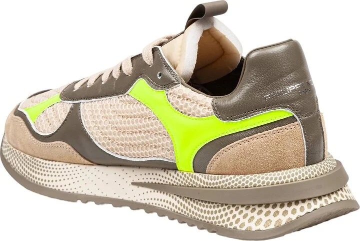 Olympique Sneakers In Leather And Fabric Color Military Green And Yellow - Image 3